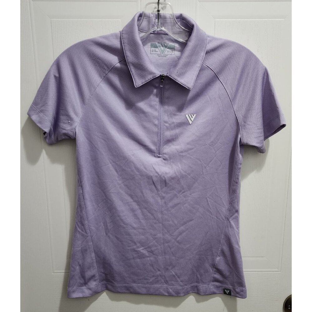 Levelwear Womens Short Sleeve 1/4 Zip Collared Neck Golf Polo Shirt Purple Sz XS